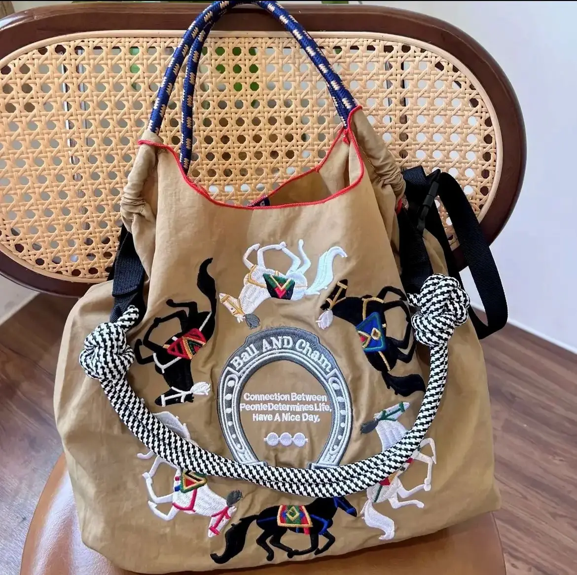 Japanese Embroidered Canvas Eco Bag for Women - Image 13