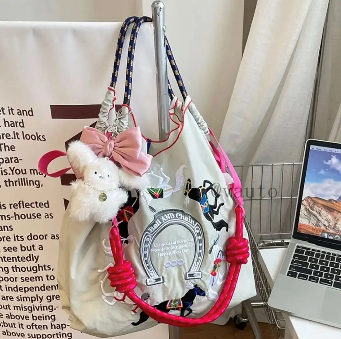 Japanese Embroidered Canvas Eco Bag for Women - Image 15