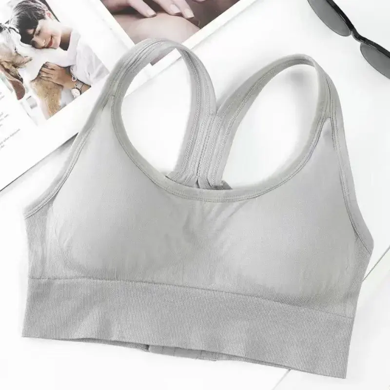 Adjustable Blue Sports Bra with Rear Buckle & Wide Straps - Image 5