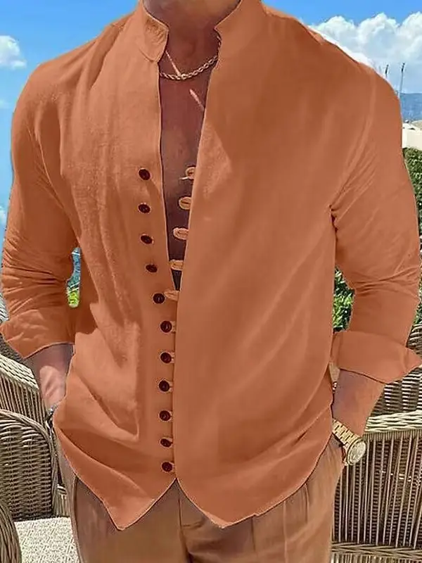 2023 Linen Button Shirt Light Blue Summer Casual - Image 10