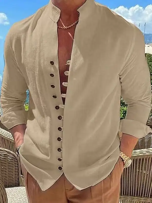 2023 Linen Button Shirt Light Blue Summer Casual - Image 12
