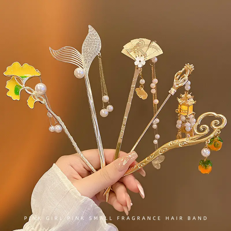 Women's Japanese Ginkgo Hairpin with Pearl Drop — feature 5