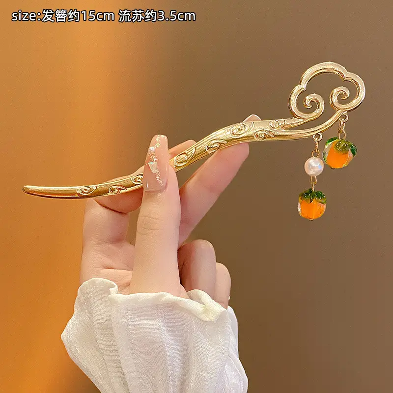 Women's Japanese Ginkgo Hairpin with Pearl Drop