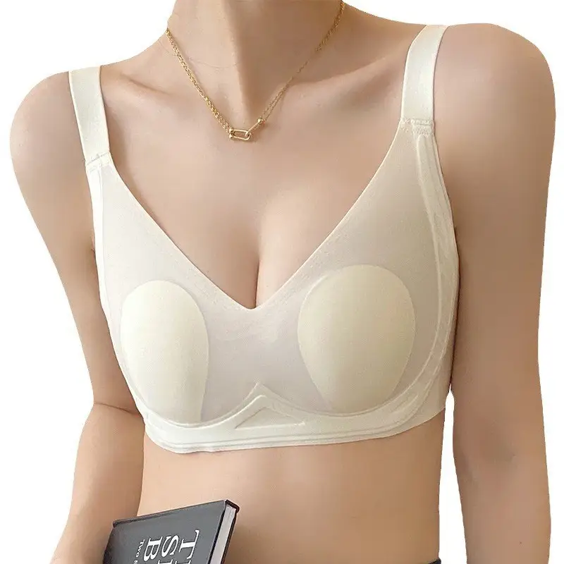 Ultra-thin Ice Silk Mask Underwear Rabbit Ear Cup Cool Feeling Soft Traceless Upper Collection Paramilis Anti-expansion Soft Support Bra