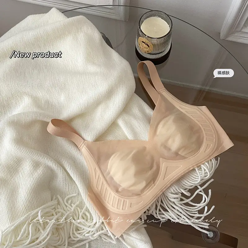 Ultra-thin Ice Silk Mask Underwear Rabbit Ear Cup Cool Feeling Soft Traceless Upper Collection Paramilis Anti-expansion Soft Support Bra