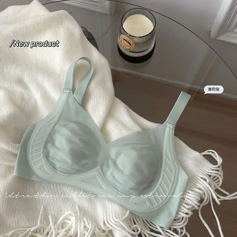 Ultra-thin Ice Silk Mask Underwear Rabbit Ear Cup Cool Feeling Soft Traceless Upper Collection Paramilis Anti-expansion Soft Support Bra