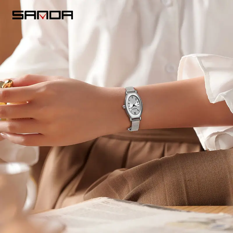 Sanda Women's Rose Gold Quartz Watch with Black Leather Band - Image 12