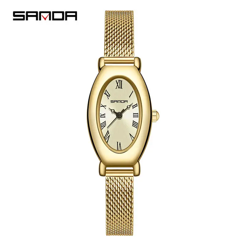 Sanda Women's Rose Gold Quartz Watch with Black Leather Band - Image 8
