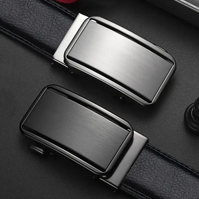 Men's Black Leather Belt with Automatic Buckle - Image 3