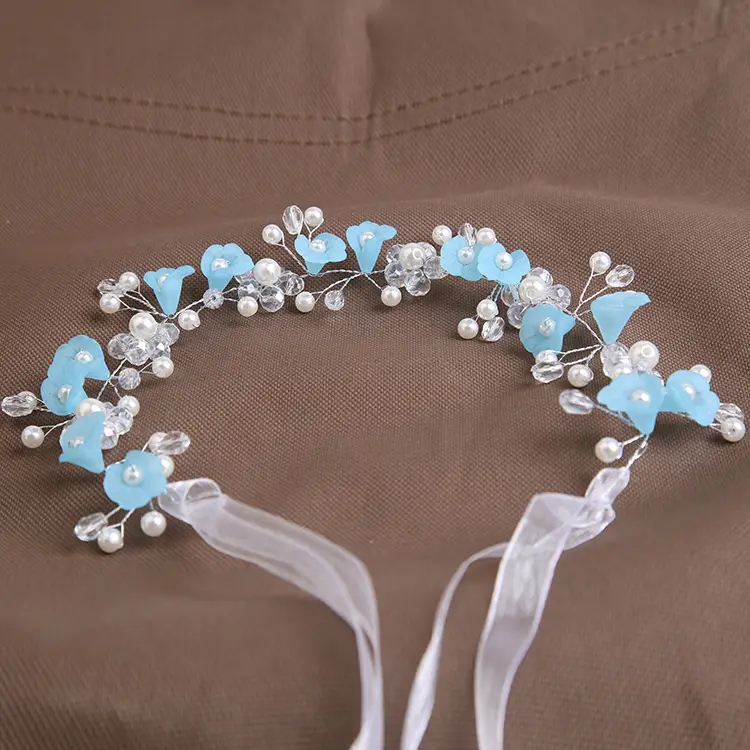 Pink Floral Bridal Hairband with Beads — feature 3