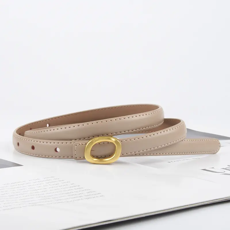 Women's Genuine Leather Belt Brown Gold Buckle - Image 21