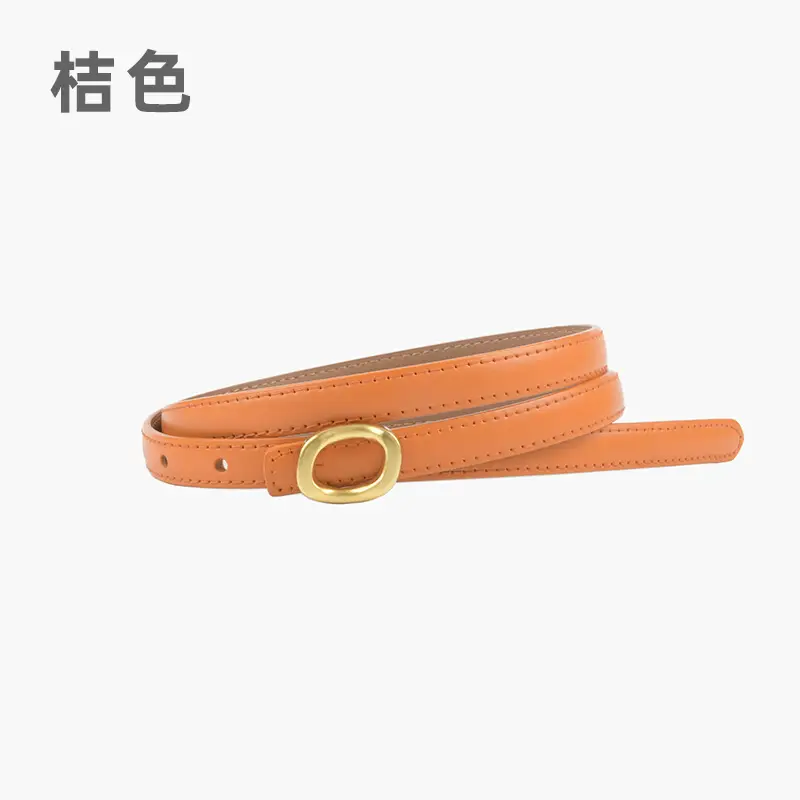 Women's Genuine Leather Belt Brown Gold Buckle - Image 10