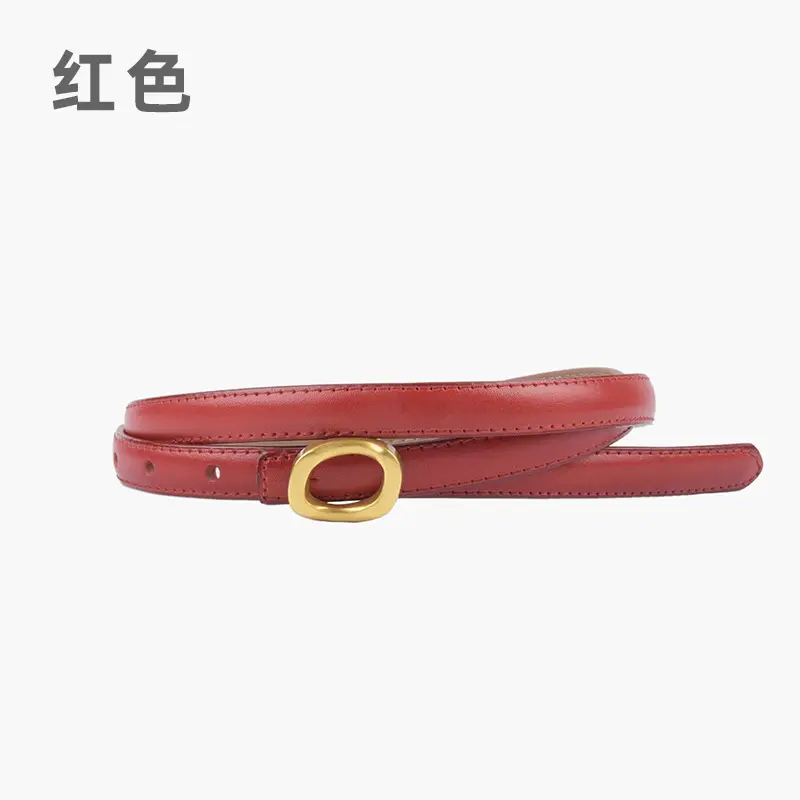 Women's Genuine Leather Belt Brown Gold Buckle - Image 11