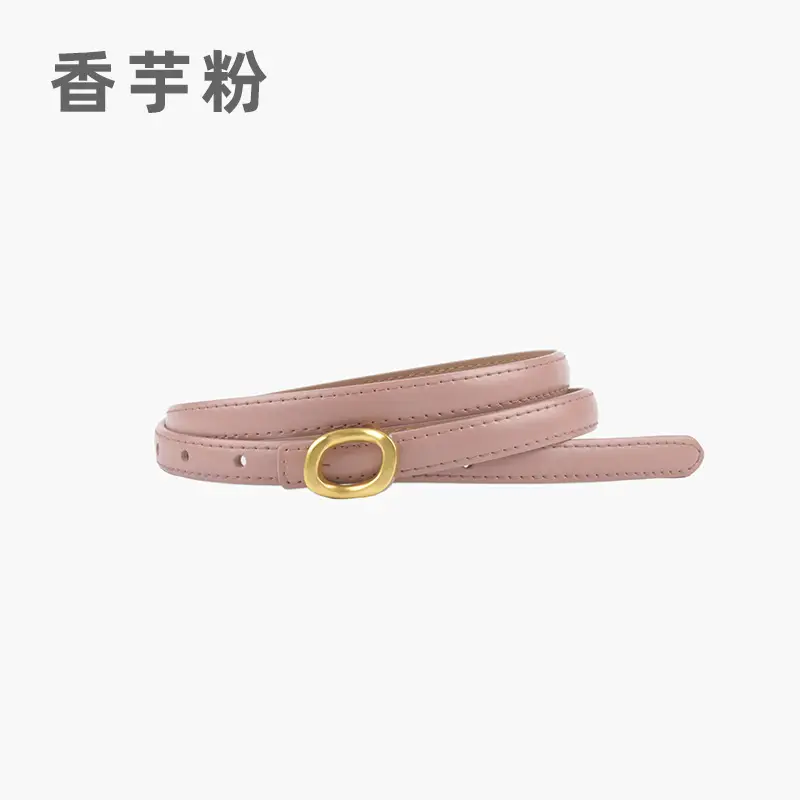 Women's Genuine Leather Belt Brown Gold Buckle - Image 12