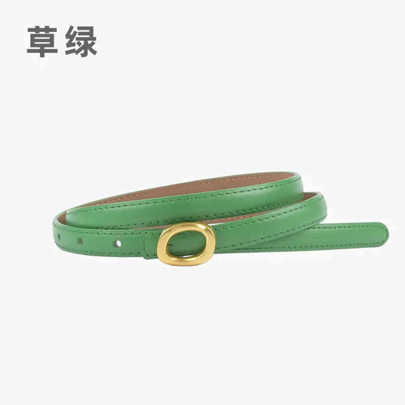 Women's Genuine Leather Belt Brown Gold Buckle - Image 13