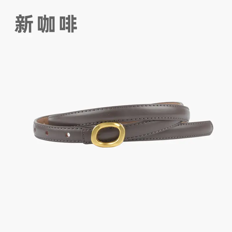 Women's Genuine Leather Belt Brown Gold Buckle - Image 15