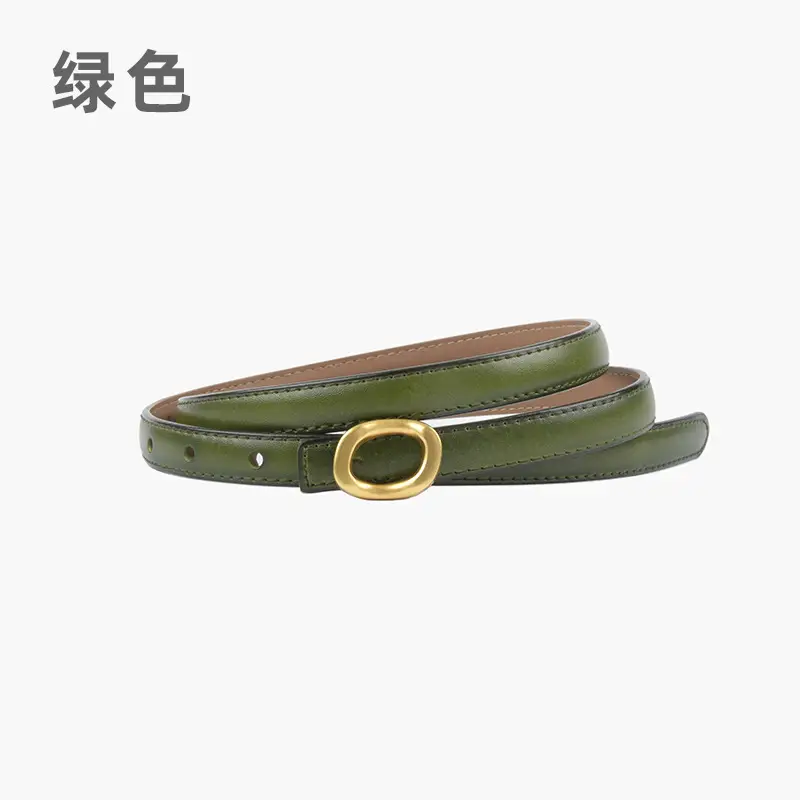 Women's Genuine Leather Belt Brown Gold Buckle - Image 18