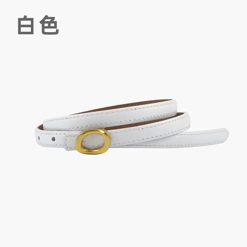 Women's Genuine Leather Belt Brown Gold Buckle - Image 2
