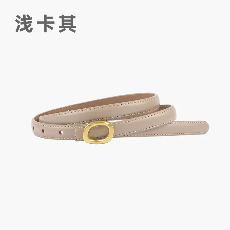 Women's Genuine Leather Belt Brown Gold Buckle - Image 5
