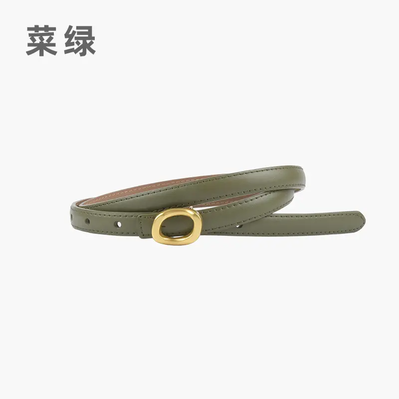 Women's Genuine Leather Belt Brown Gold Buckle - Image 7