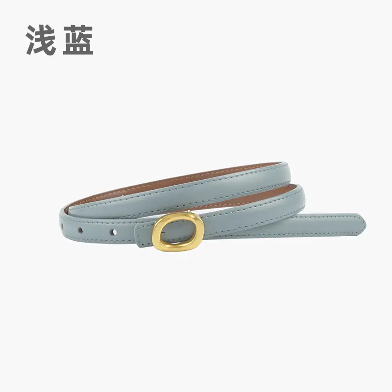 Women's Genuine Leather Belt Brown Gold Buckle - Image 8