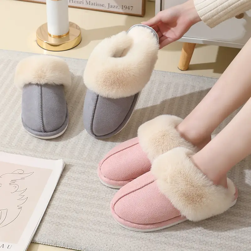 Cross-Border Popular Winter Hair-Catching Home Slippers for Men and Women, Indoor and Outdoor Warm Slippers, Cotton Slippers Wholesale