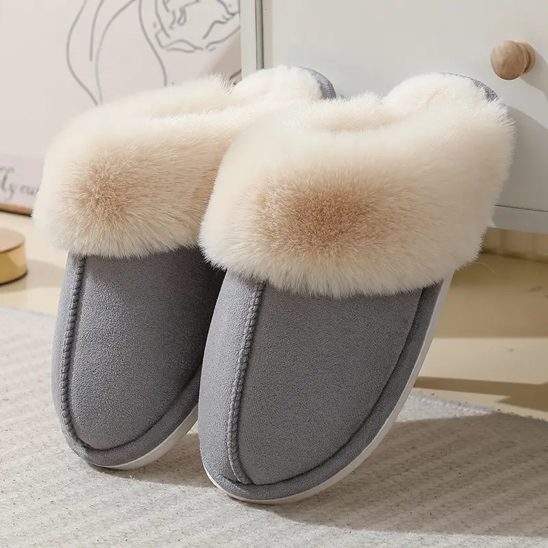Cross-Border Popular Winter Hair-Catching Home Slippers for Men and Women, Indoor and Outdoor Warm Slippers, Cotton Slippers Wholesale