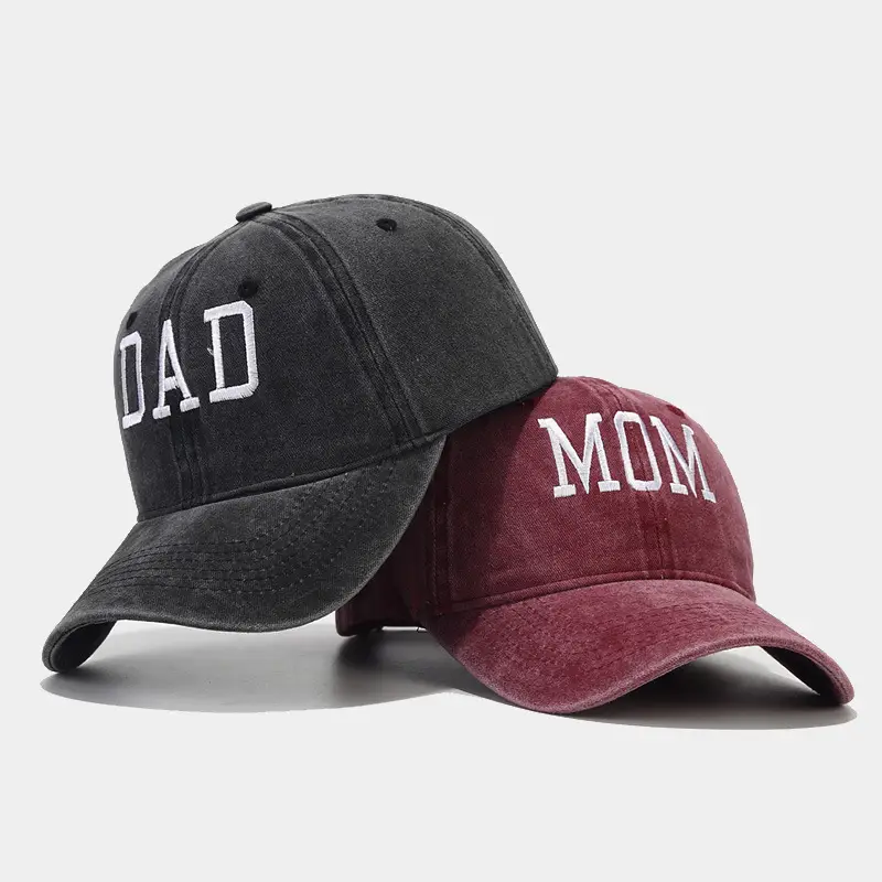 White Washed Cotton DAD Embroidered Baseball Cap - Image 44