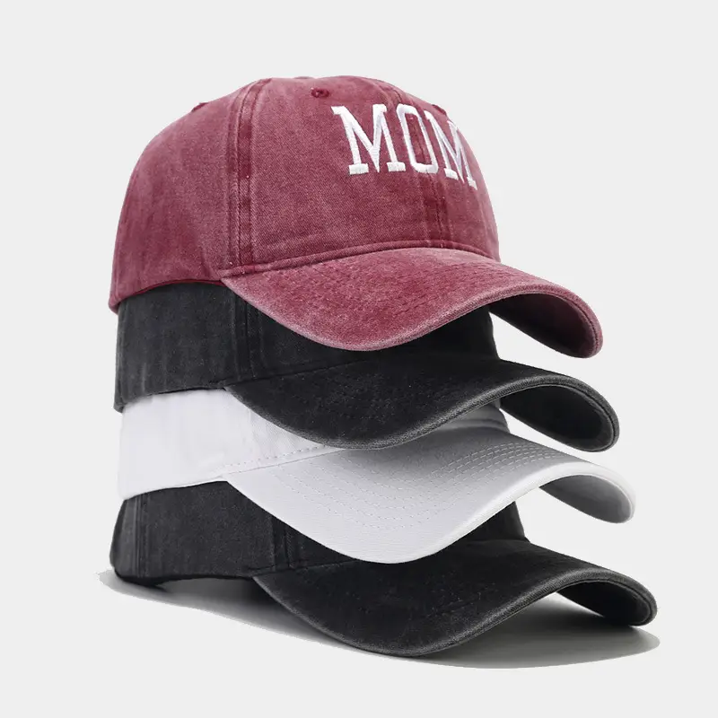 White Washed Cotton DAD Embroidered Baseball Cap - Image 45