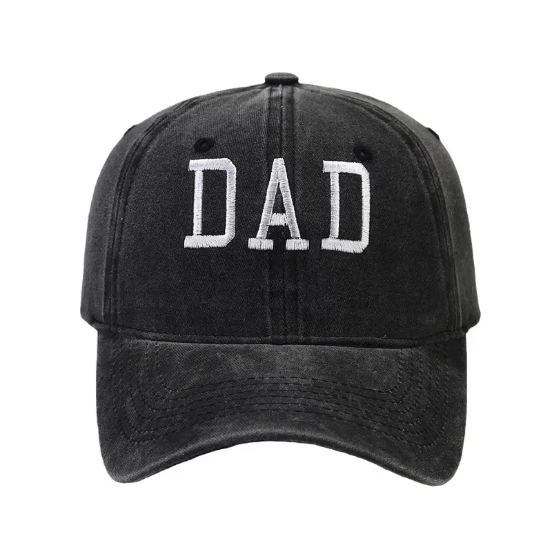 White Washed Cotton DAD Embroidered Baseball Cap - Image 46