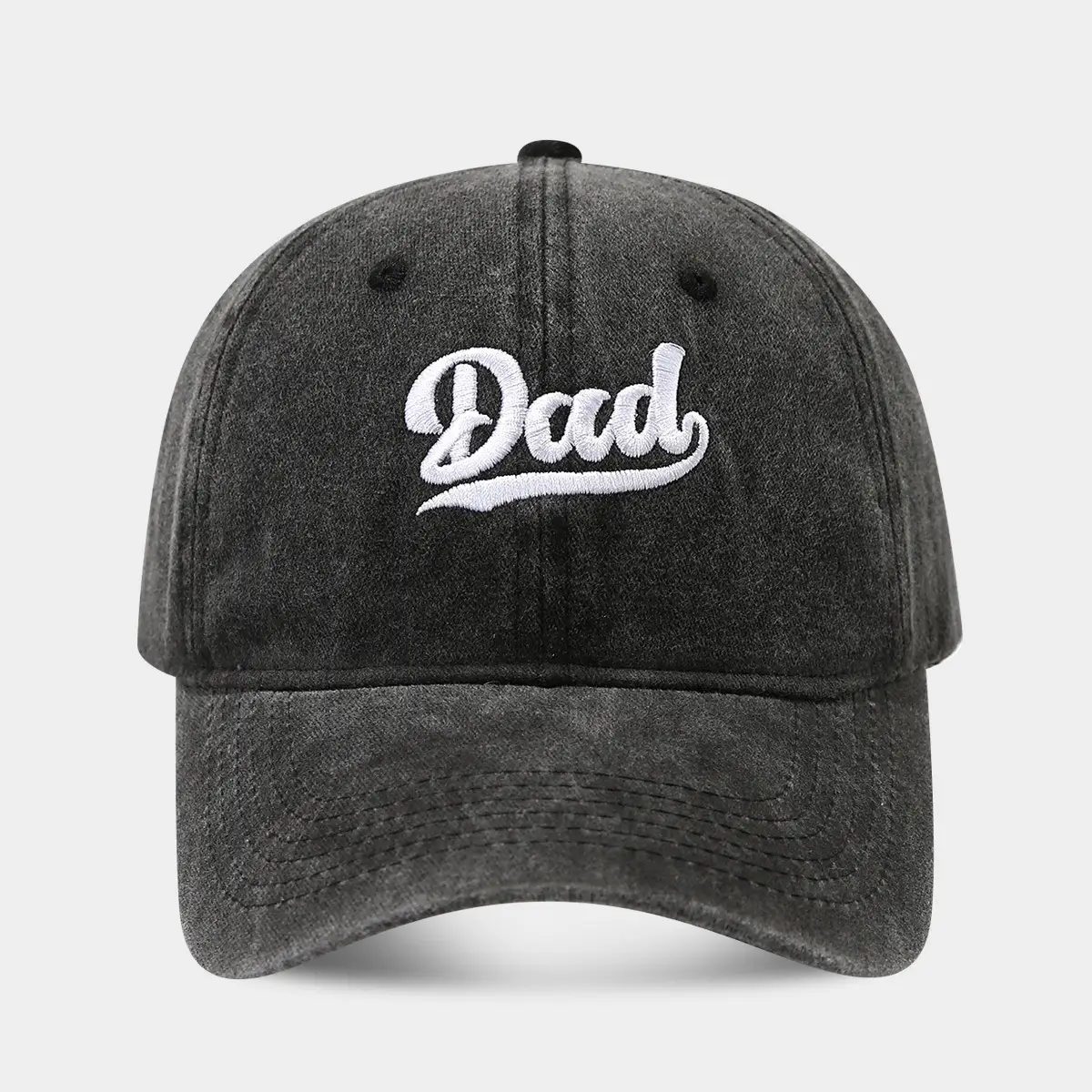 White Washed Cotton DAD Embroidered Baseball Cap - Image 13