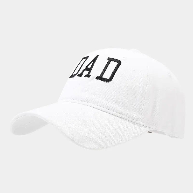 White Washed Cotton DAD Embroidered Baseball Cap - Image 2