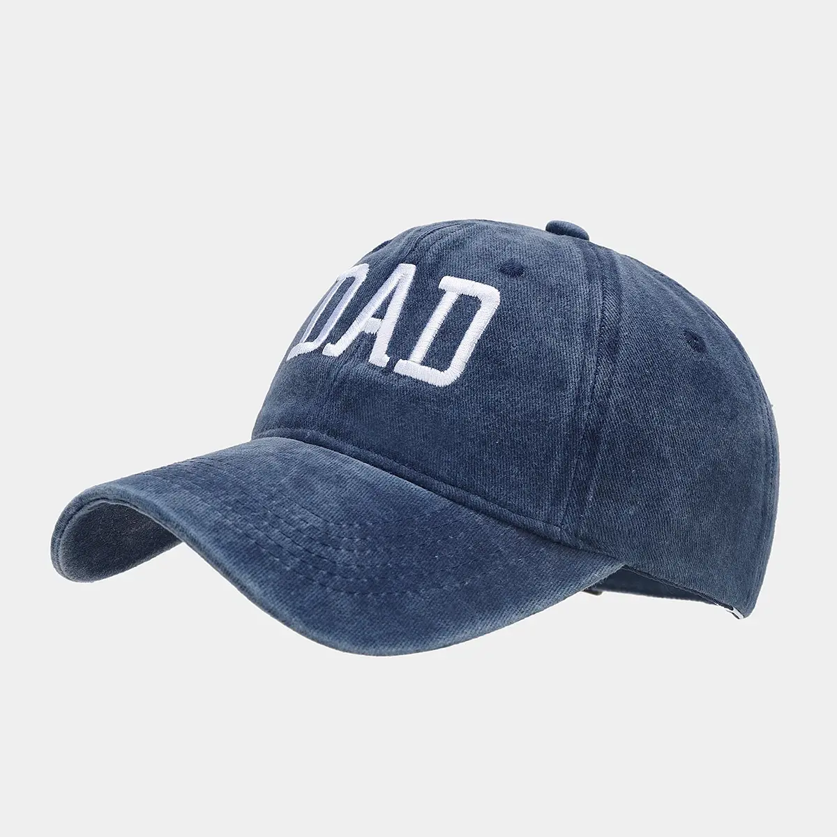 White Washed Cotton DAD Embroidered Baseball Cap - Image 4