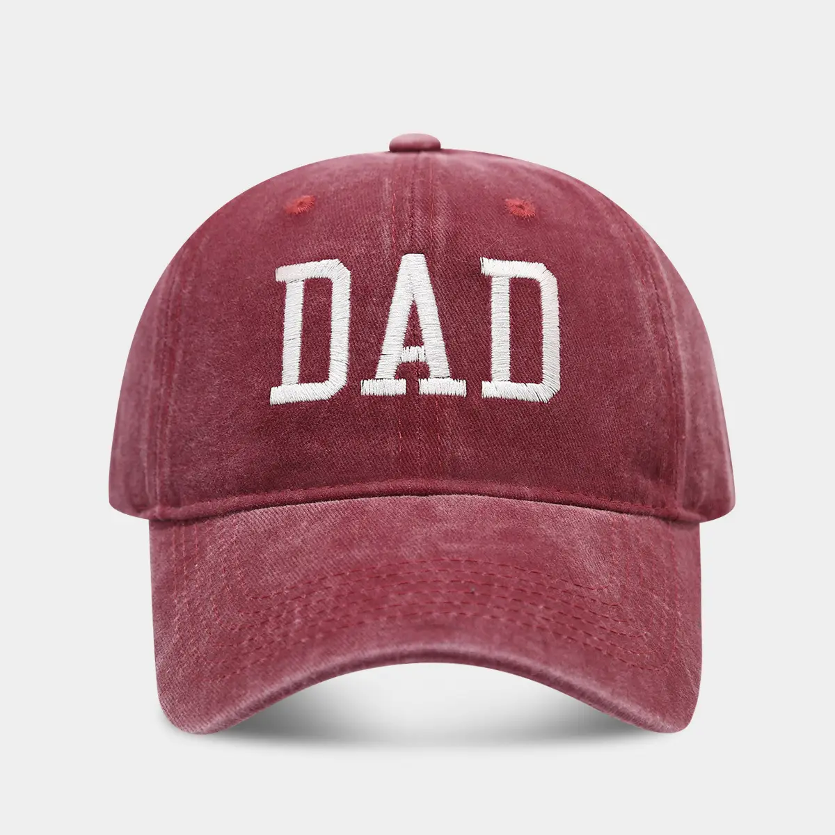 White Washed Cotton DAD Embroidered Baseball Cap - Image 5