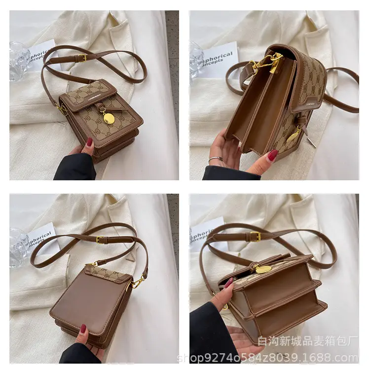 Women Crossbody Bag Brown Gold Monogram 2026 — feature 8