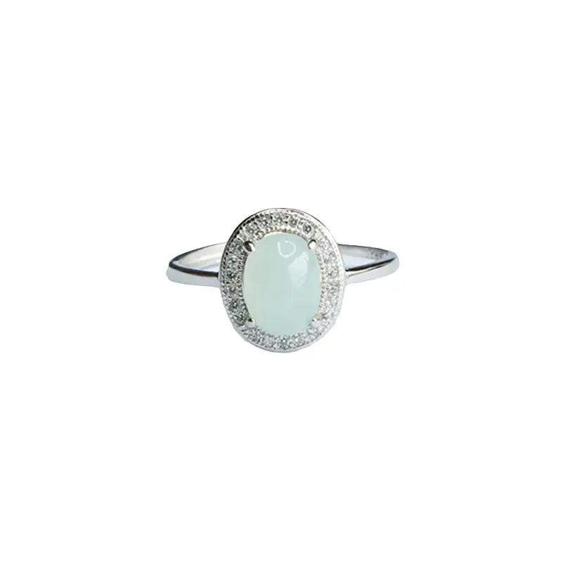 Guan Yu S925 Silver Inlaid Natural Jade Ring - Image 6