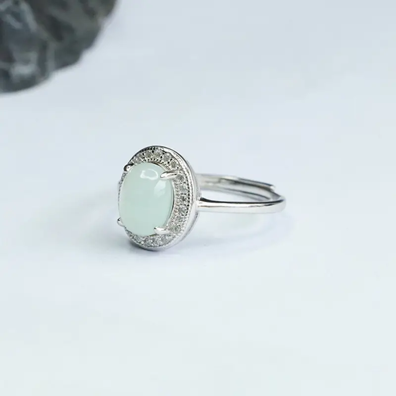 Guan Yu S925 Silver Inlaid Natural Jade Ring — feature 11