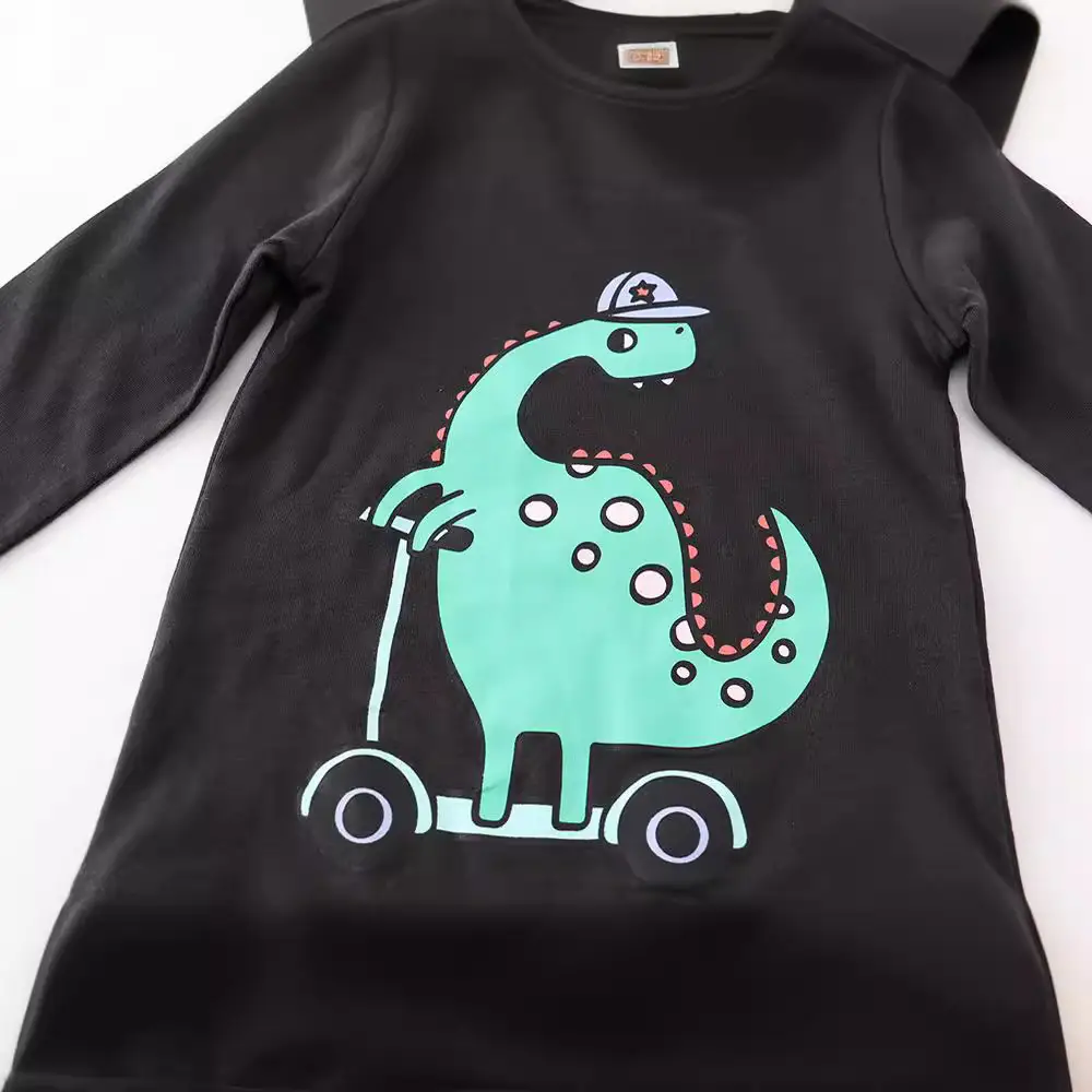 Boys Cotton Long Sleeve T-shirt with Dinosaur Print - Image 3
