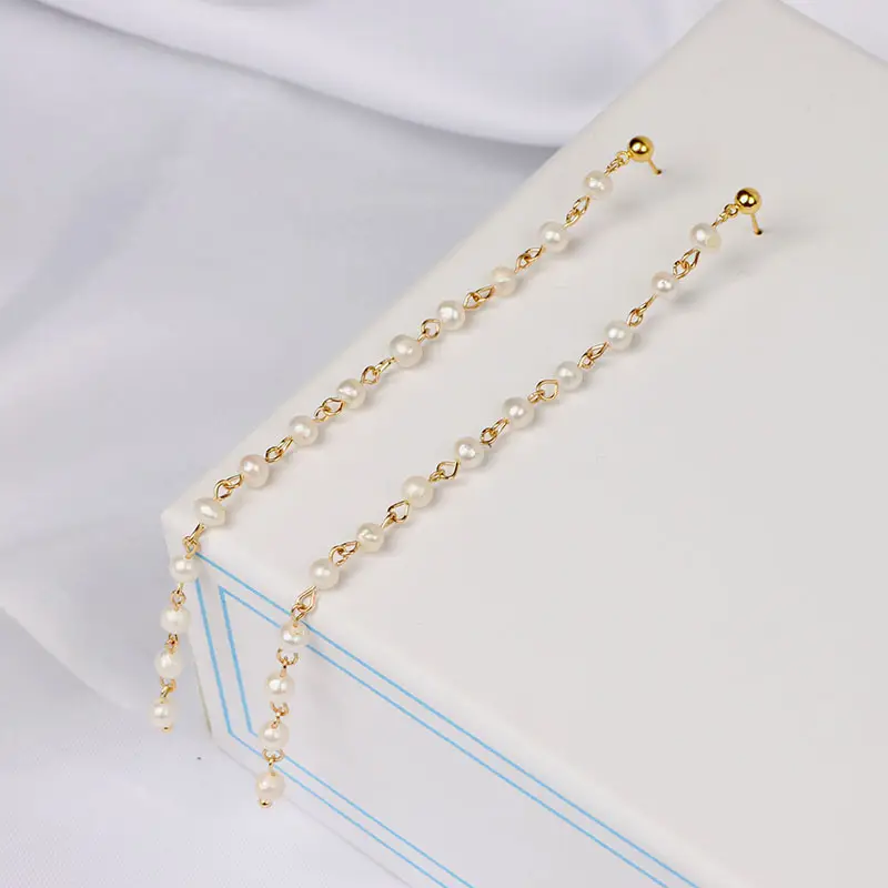 14K Gold Tassel Ear Wire Pearl 16cm - Image 8