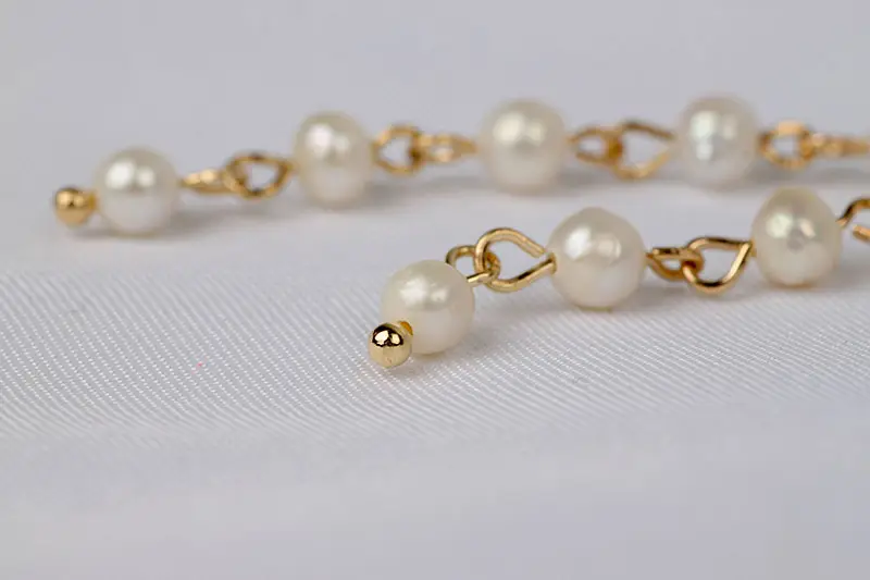 14K Gold Tassel Ear Wire Pearl 16cm — feature 14