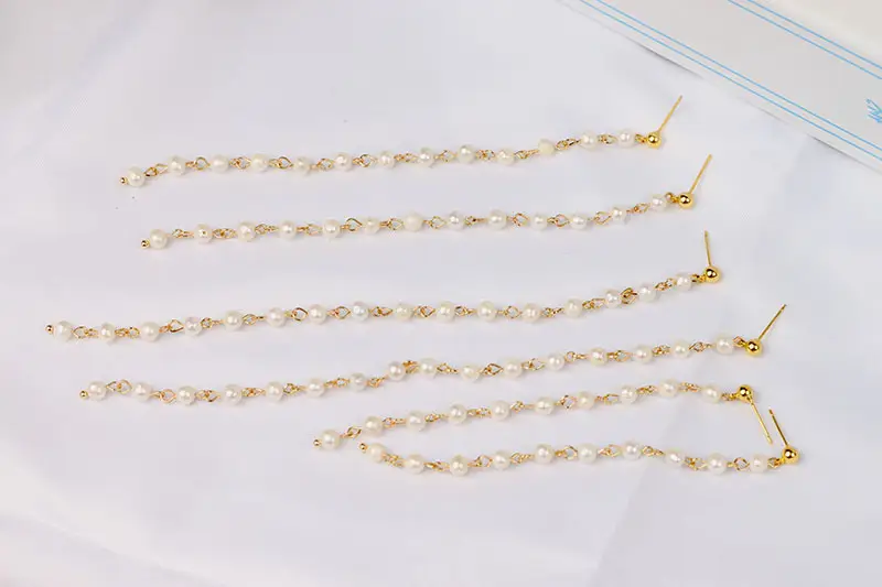 14K Gold Tassel Ear Wire Pearl 16cm — feature 15