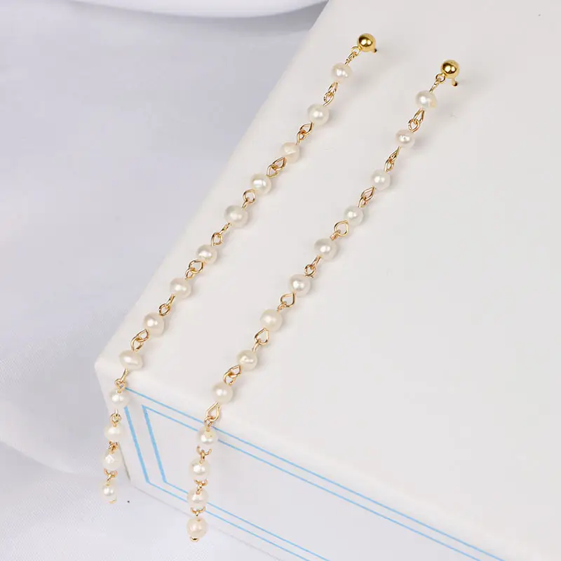 14K Gold Tassel Ear Wire Pearl 16cm — feature 5