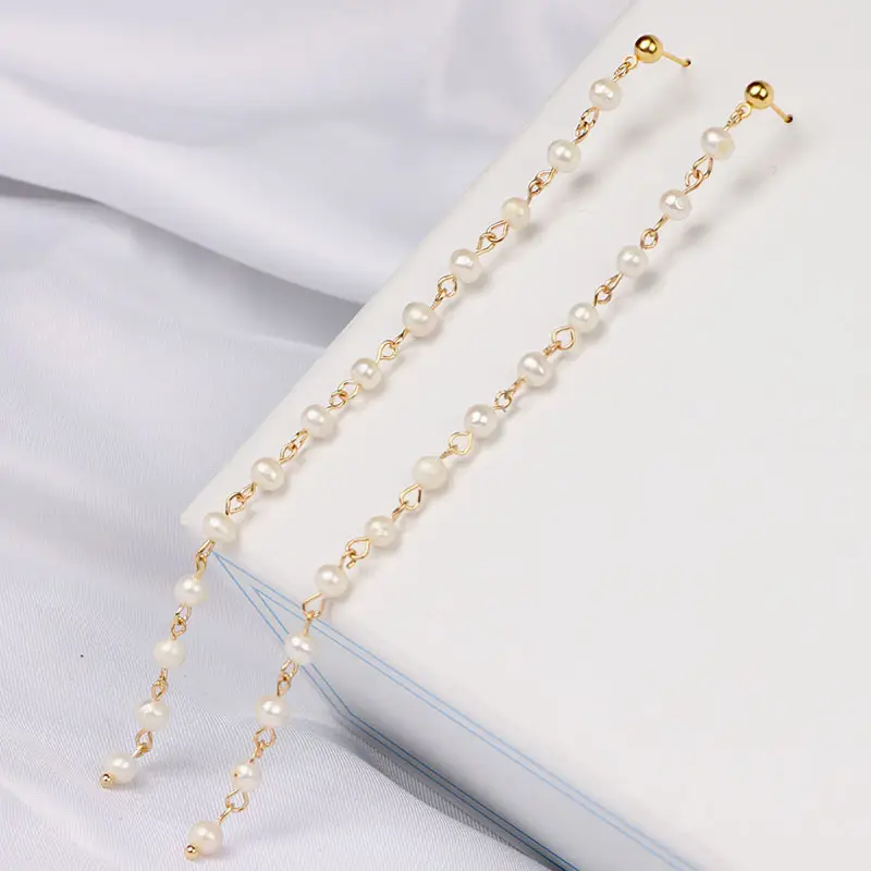 14K Gold Tassel Ear Wire Pearl 16cm — feature 7