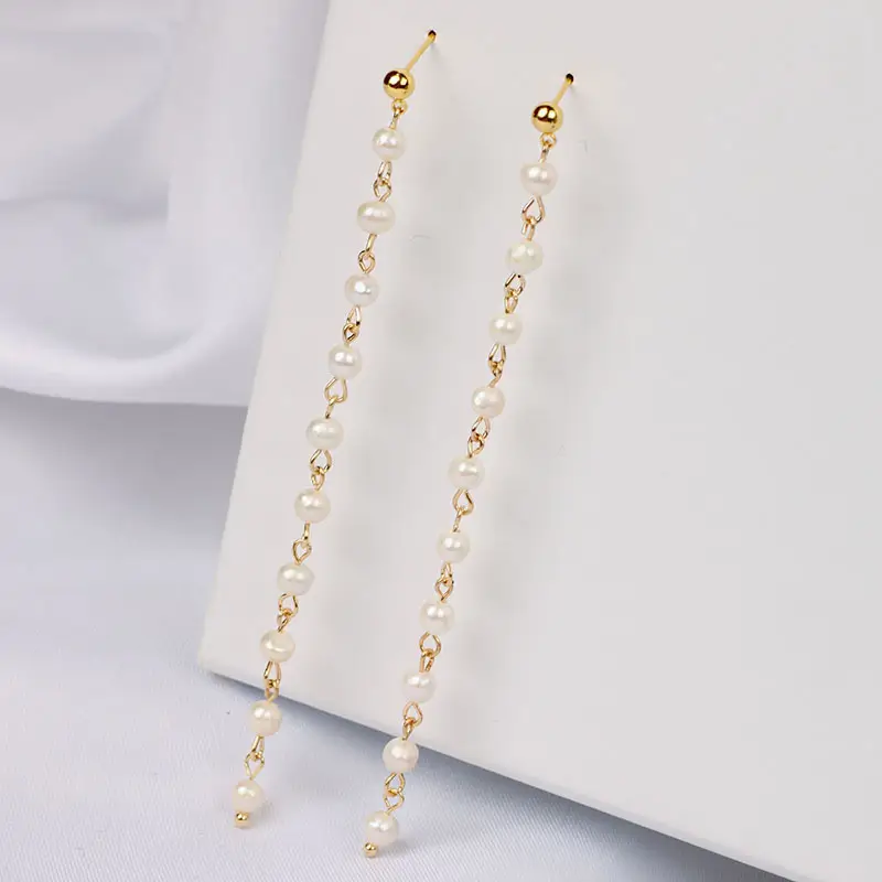 14K Gold Tassel Ear Wire Pearl 16cm — feature 8