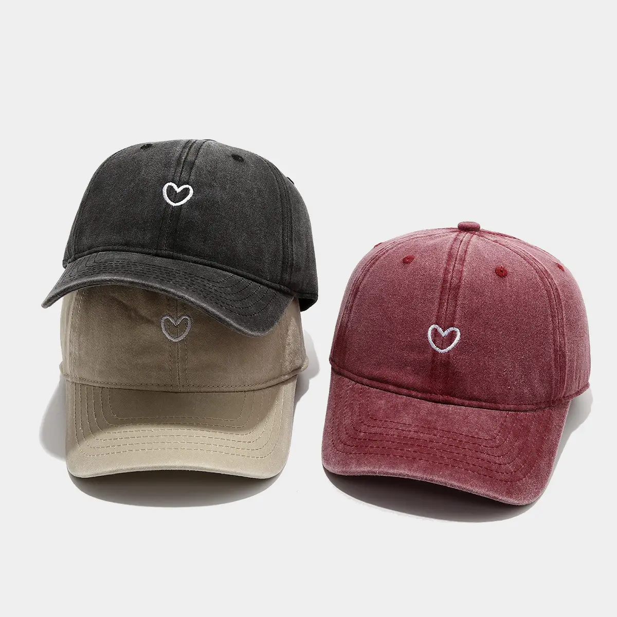Women Pink Heart Embroidered Baseball Cap - Image 24