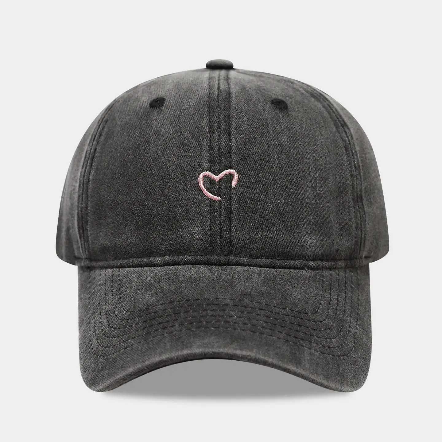 Women Pink Heart Embroidered Baseball Cap - Image 13