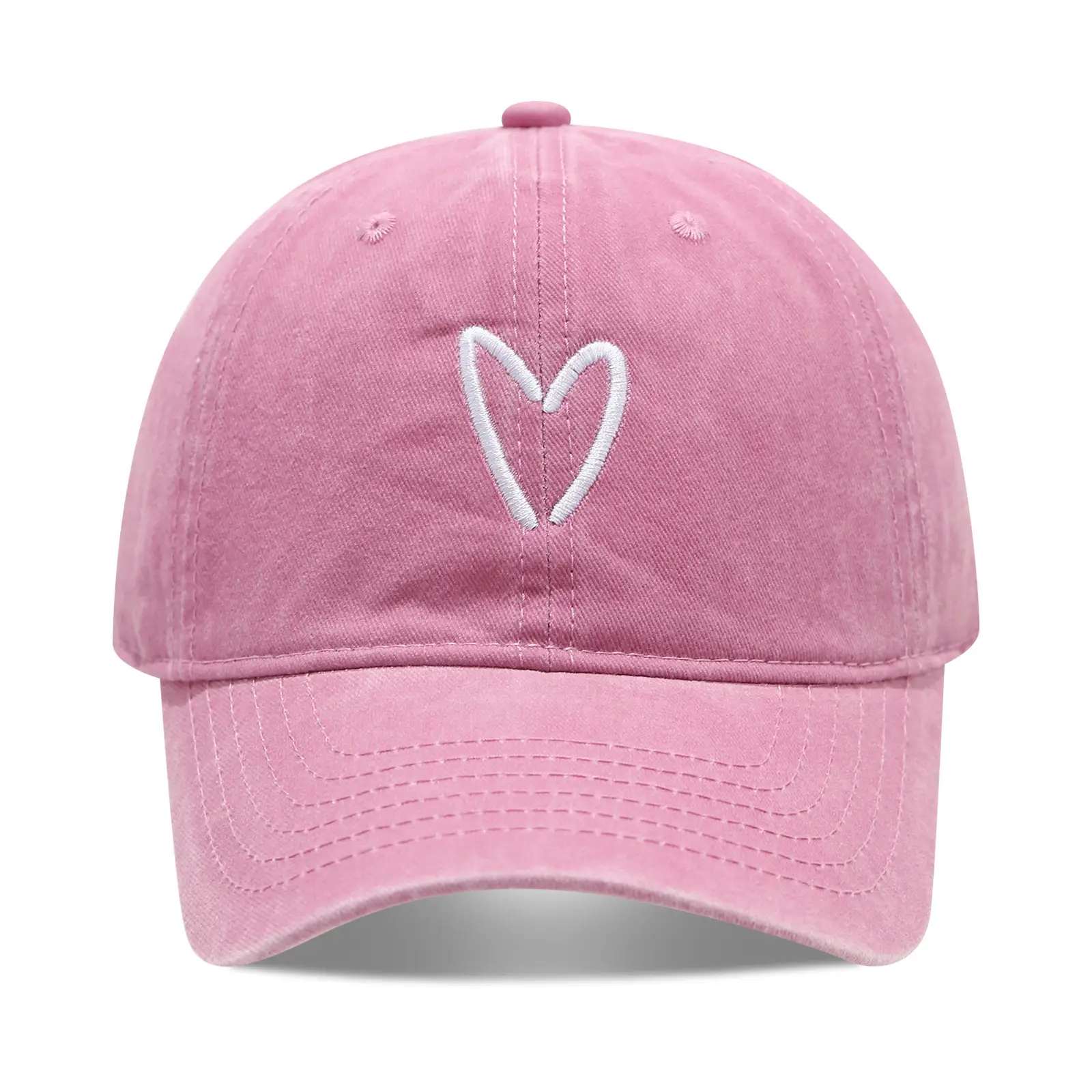 Women Pink Heart Embroidered Baseball Cap - Image 19
