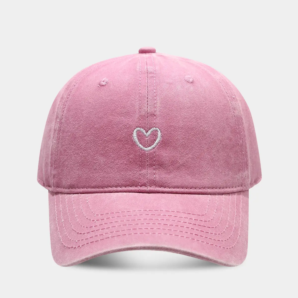 Women Pink Heart Embroidered Baseball Cap - Image 3