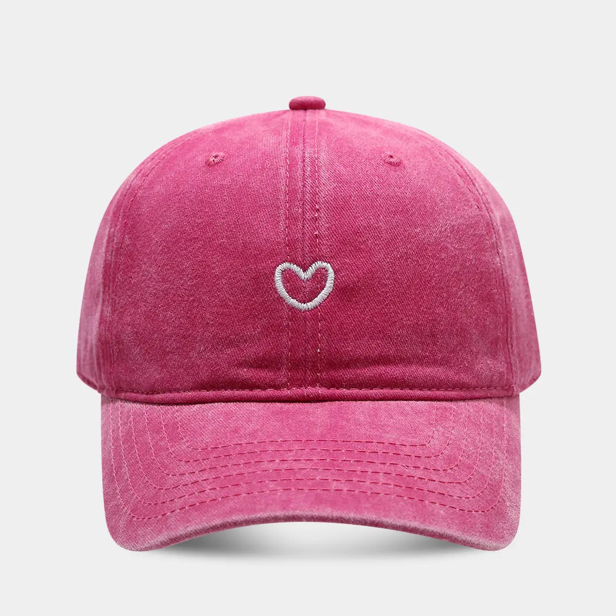 Women Pink Heart Embroidered Baseball Cap - Image 4