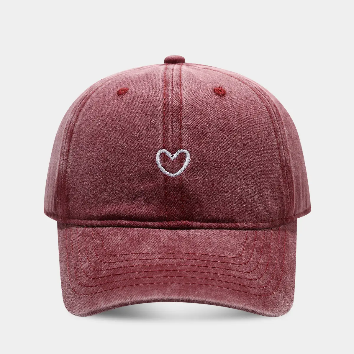 Women Pink Heart Embroidered Baseball Cap - Image 5